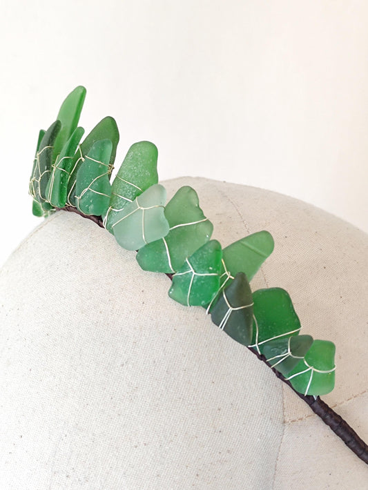 Green Sea Glass Tiara Headband